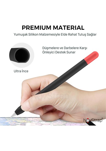 Apple Pencil Pro (2024) ile Uyumlu Silikon Kılıf Pencil Pro Silikon Kaydırmaz Koruma Kılıfı