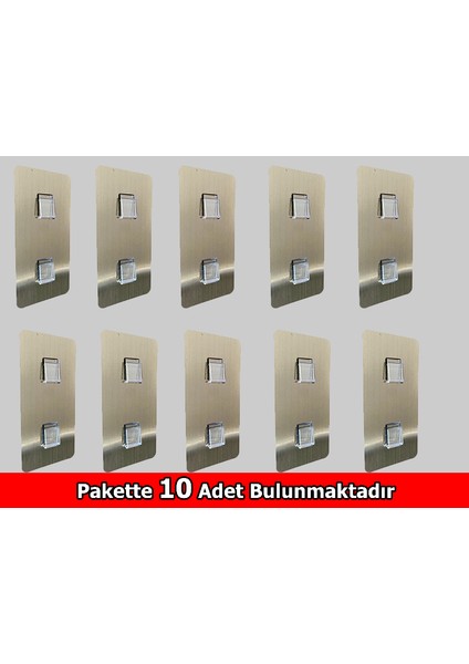 Sticker Kendinden Yapışkanlı  Askılık Altın Sarısı Çiftli Dikey 10 Lu Paket