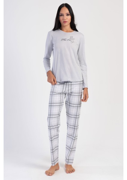 Pamuklu Kadın Uzun Kol Pijama Takım , 403144