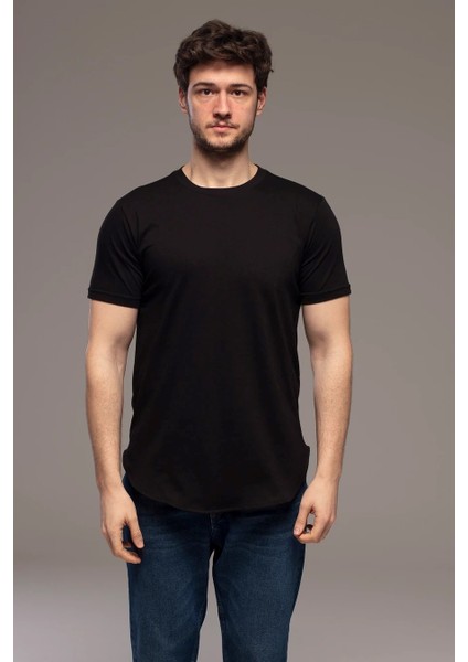 Unisex Basic Rahat Kalıp Tişört Siyah Y-682