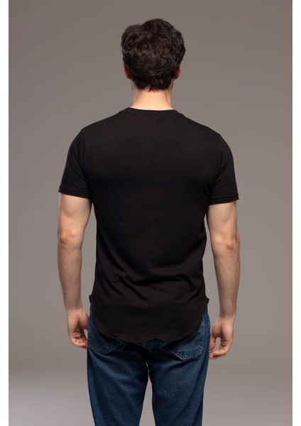 Unisex Basic Rahat Kalıp Tişört Siyah Y-682