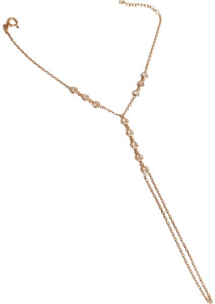 Beyaz Taşlı Kalpli Gümüş Şahmeran Bileklik - Rose Renk