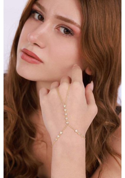 Beyaz Taşlı Kalpli Gümüş Şahmeran Bileklik - Rose Renk fırsatları