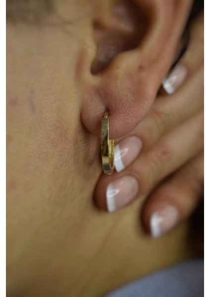 14 Ayar Altın,oval Küpe AGKP213