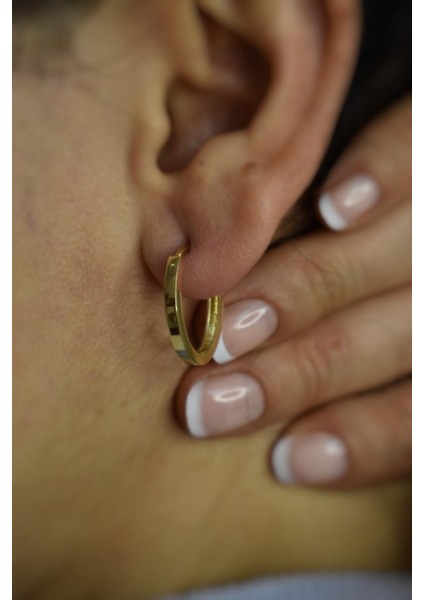 14 Ayar Altın,oval Küpe AGKP213 modelleri