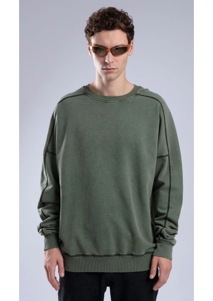 Unisex Basic Oversize Yıkamalı Sweatshirt K-519