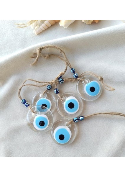 Nazar Boncuğu Saydam 4 cm Şeffaf Delikli Kötü Göz Kovucu 1 Adet