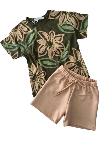 Desenli Şortlu Unisex Penye takım - Yeşil fiyatları