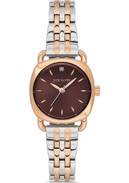 DK.1.AG1336.08 Swarovski Taşlı Çelik Kordonlu Metalik Renk Kadın Kol Saati