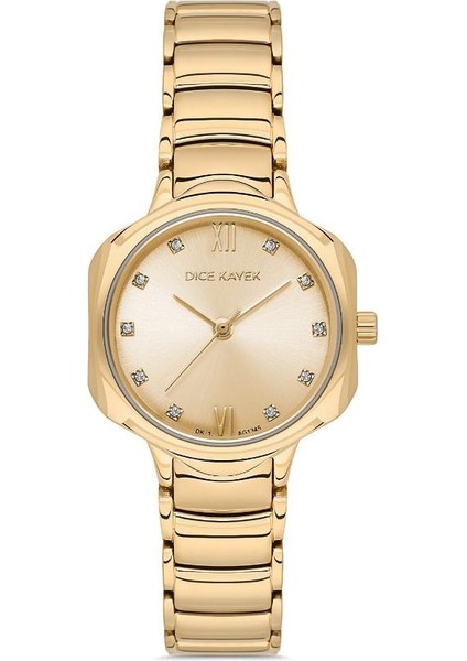 DK.1.AG1345.08 Swarovski Taşlı Çelik Kordonlu Altın Renk Kadın Kol Saati