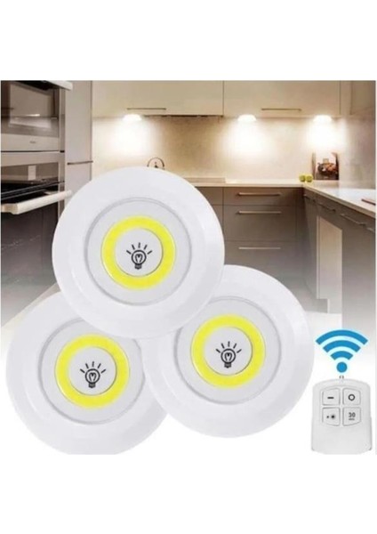 Uzaktan Kumandalı 3'lü Set Hero LED Kabin LED Mutfak Tezgah Banyo Dolap Aydınlatma Gece Lambası