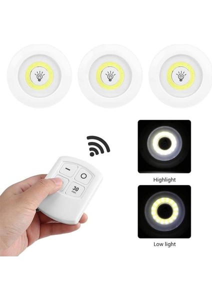 Uzaktan Kumandalı 3'lü Set Hero LED Kabin LED Mutfak Tezgah Banyo Dolap Aydınlatma Gece Lambası