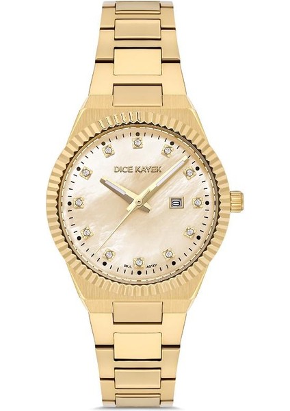 DK.1.AG1331.08 Swarovski Taşlı Çelik Kordonlu Altın Renk Kadın Kol Saati