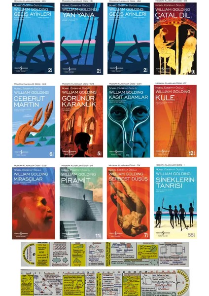 Piramit- Ceberut Martin- Serbest Düşüş- Kule- Çatal Dil - William Golding - 12 Kitap Set - Matematik Öğreten Cetvel
