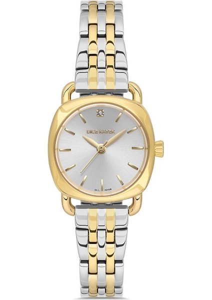 DK.1.AG1336.07 Swarovski Taşlı Çelik Kordonlu Metalik Renk Kadın Kol Saati