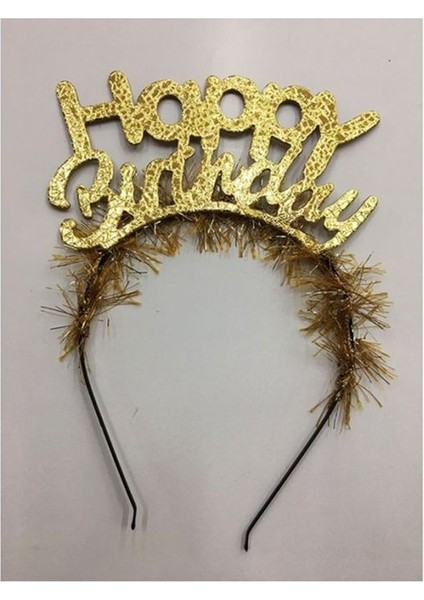Gold Renk Happy Birthday Yazılı Eva Doğum Günü Parti Tacı