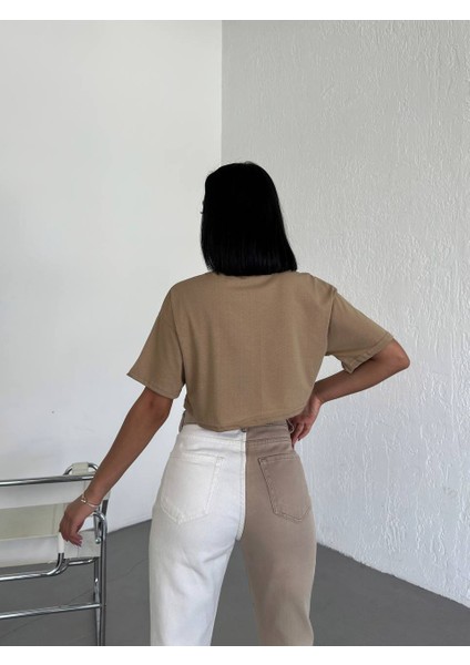 Kadın Bej Ultra Yumuşak Dokunuş: Modal Crop Top Serisi Kadın Tişört Lorins Moda fiyatları