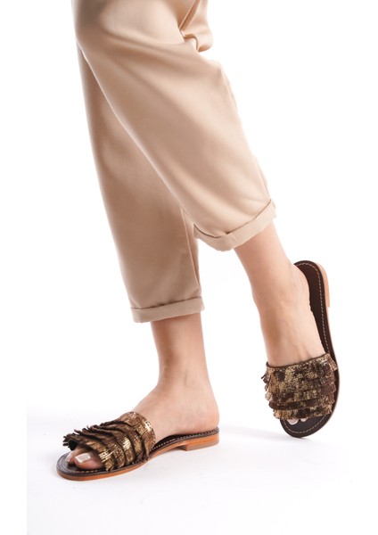 Püsküllü Terlik % 100 Deri El Yapımı Kadın Terlik fırsatları