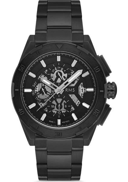 RMS.1.AG1523.05 Tüm Fonksiyonları Aktif Kristal Camlı Siyah Erkek Kol Saati