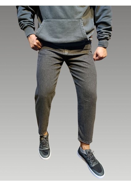 Jeans Unisex Bol Paça Kot Pantolon Antrasit 6297-G1