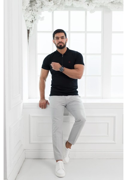 Paul Martin Fermuarlı Polo Yaka %100 Pamuk Regular Fit T-Shirt