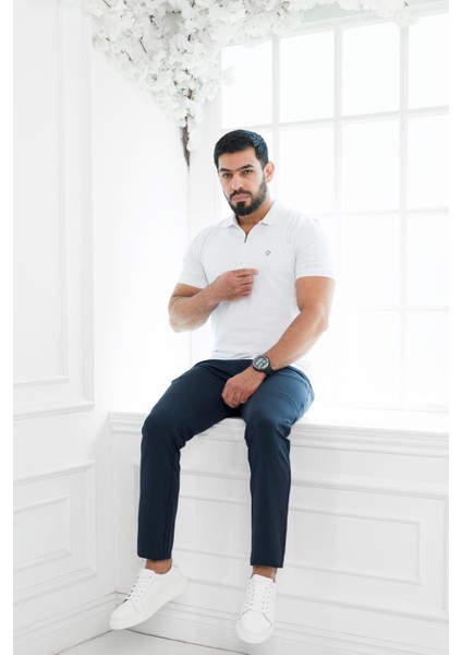 Fermuarlı Polo Yaka %100 Pamuk Regular Fit T-Shirt