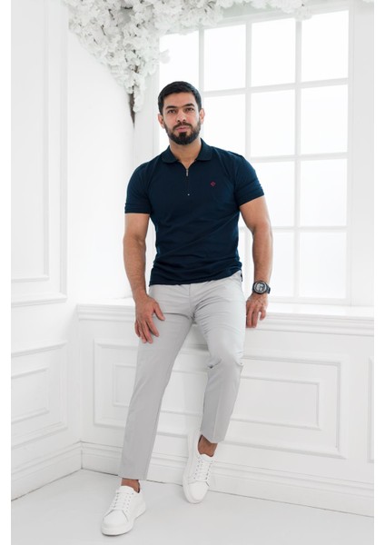 Fermuarlı Polo Yaka %100 Pamuk Regular Fit T-Shirt fırsatları