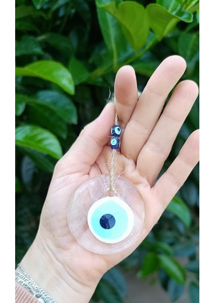 Nazar Boncuğu Saydam 5 Adet 5 cm Şeffaf Delikli Ipli Kötü Göz Kovucu modelleri