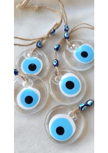 Nazar Boncuğu Saydam 5 Adet 5 cm Şeffaf Delikli Ipli Kötü Göz Kovucu indirimleri