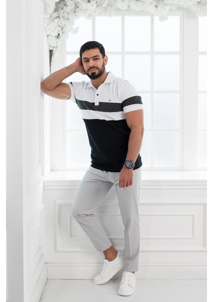Polo Yaka %100 Pamuk Parça Desenli Regular Fit T-Shirt indirimleri