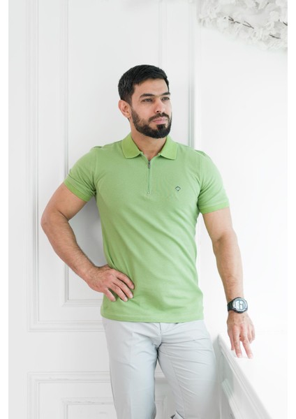 Fermuarlı Polo Yaka %100 Pamuk Regular Fit T-Shirt fiyatları