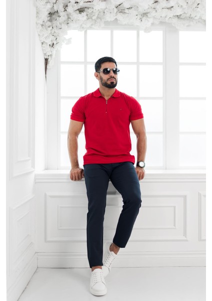 Fermuarlı Polo Yaka %100 Pamuk Regular Fit T-Shirt fırsatları