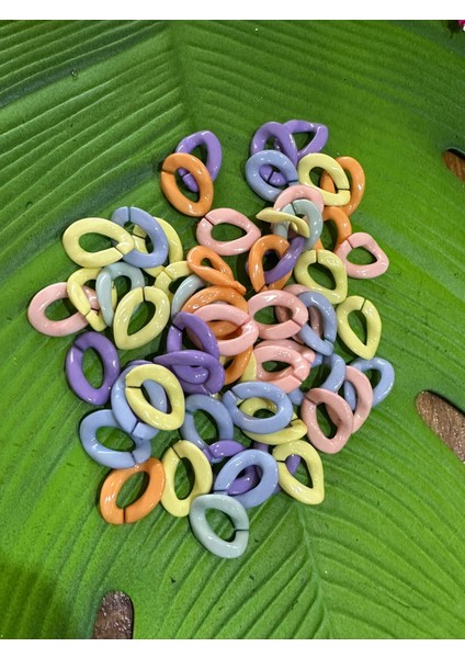 2 cm 58 Adet Renkli Plastik Geçmeli Çanta Kolye Boncuğu