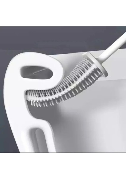 Siyah Renk Silikon Banyo Tuvalet Klozet Temizleme Fırçası ve Tutucu Wc Klozet Fırçası