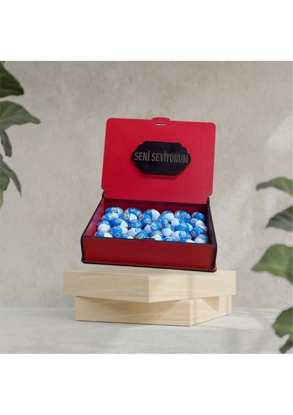 Ozmo Mini Yumurta ( 35 Adet ) Seni Seviyorum Yazılı Kırmızı Ahşap Hediye Kutusu Yumurta Sevdiklerinize Hediye Ozmo Mini Eggs Kırmızı Ahşap Kutulu fırsatları