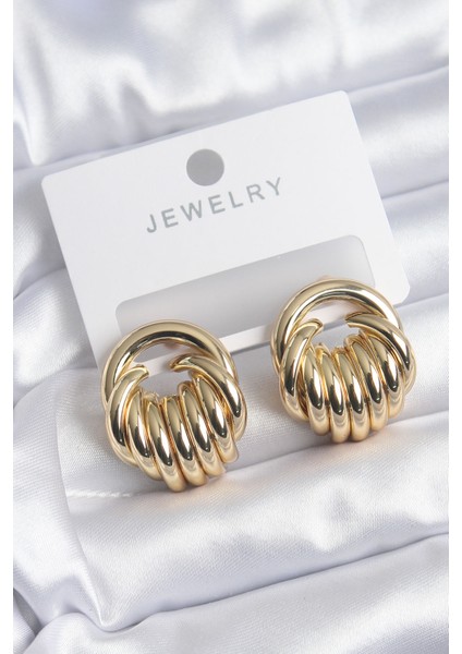 Pirinç Gold Renk Sarmal Model Kadın Küpe