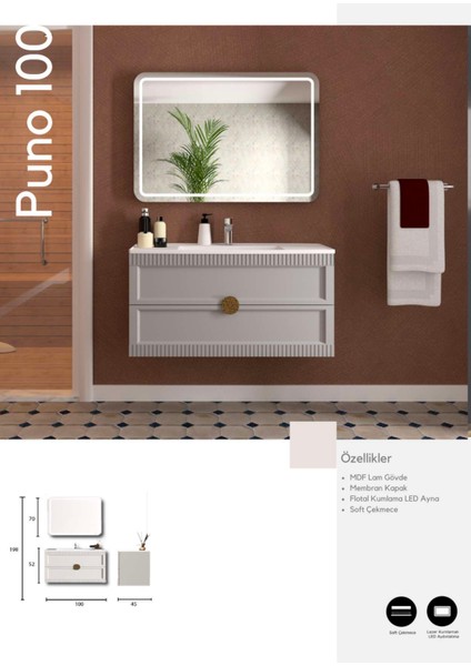 Puno 100 cm Banyo Dolabı