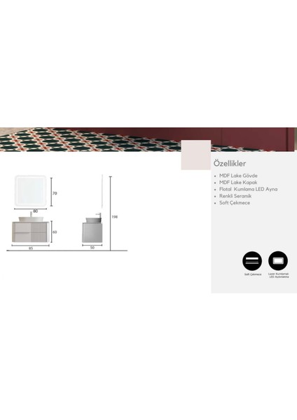 Lotus 85 cm Banyo Dolabı