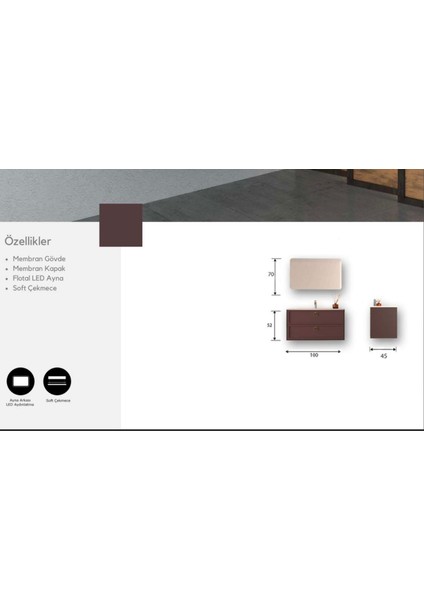 Cherry 100 cm Banyo Dolabı