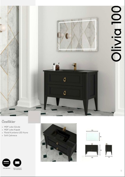 Olivia 100 cm Banyo Dolabı