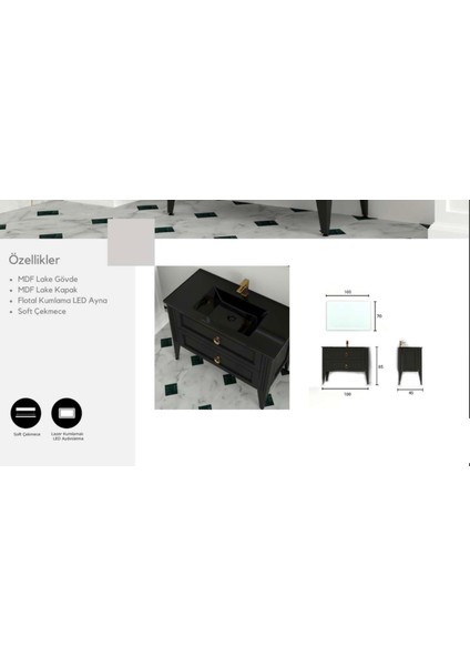 Olivia 100 cm Banyo Dolabı