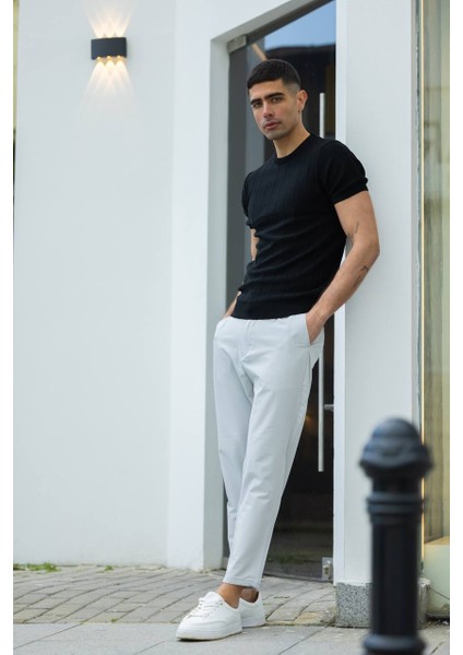 Casual Siyah Pamuklu Bisiklet Yaka Erkek Triko Regular Polo Yakalorins Moda indirimleri