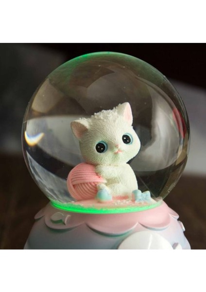 Kişiye Özel Tatlı Kedi Büyük Boy Işıklı Müzikli Otomatik Püskürten Kar Küresi indirimleri
