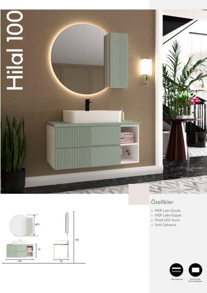 Hilal 100 cm Banyo Dolabı