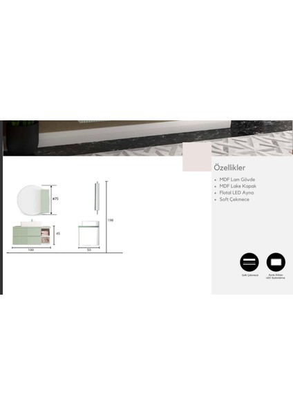 Hilal 100 cm Banyo Dolabı