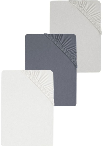 3 Adet Düz Pamuklu Tek Kişilik 140 x 200 cm Lastikli Penye Çarşaf