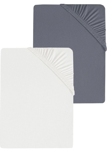 2 Adet Düz Pamuklu Tek Kişilik 100 x 200 cm Lastikli Penye Çarşaf