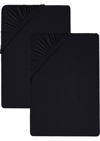 2'li 90X200 cm Düz Pamuklu Tek Kişilik Lastikli Fitted Penye Çarşaf