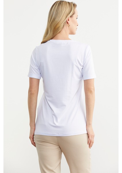 Baskılı Basic Penye Tişört - Beyaz indirimleri