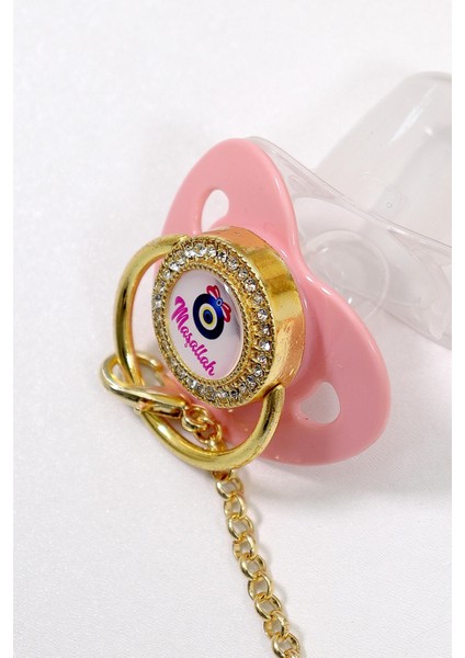 Kız Bebek Ithal Kristal Swarovski Taşlı Emzik Zincirli Askı Hediye Seti STL6640